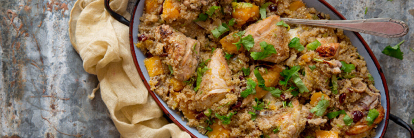 Autumnal chicken pumpkin quinoa pot recipe