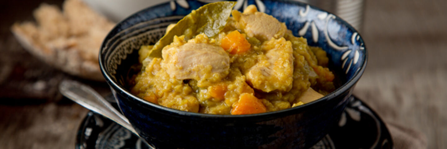 Chunky chicken red lentil stew recipe