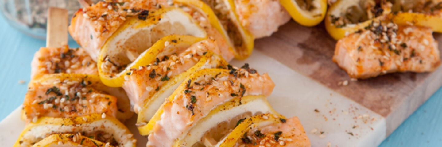 Martin fish spiced salmon kebabs