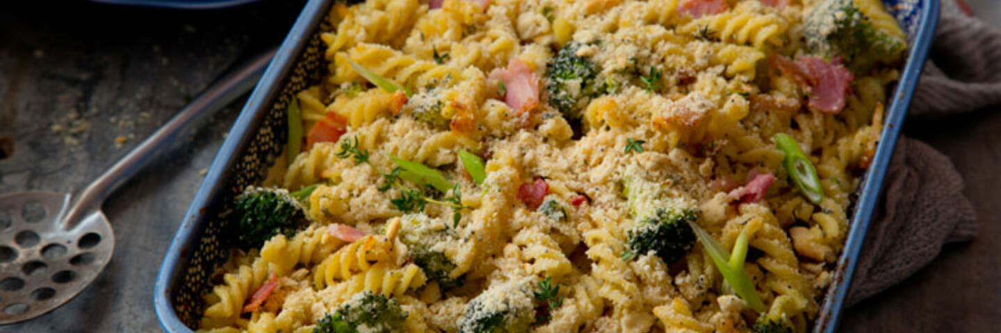 Bacon, Broccoli & Blue Cheese Pasta Bake