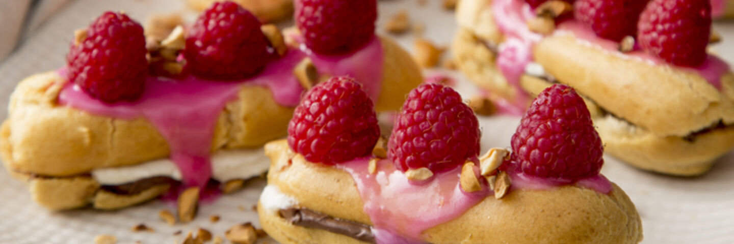 Raspberry hazelnut eclairs recipe