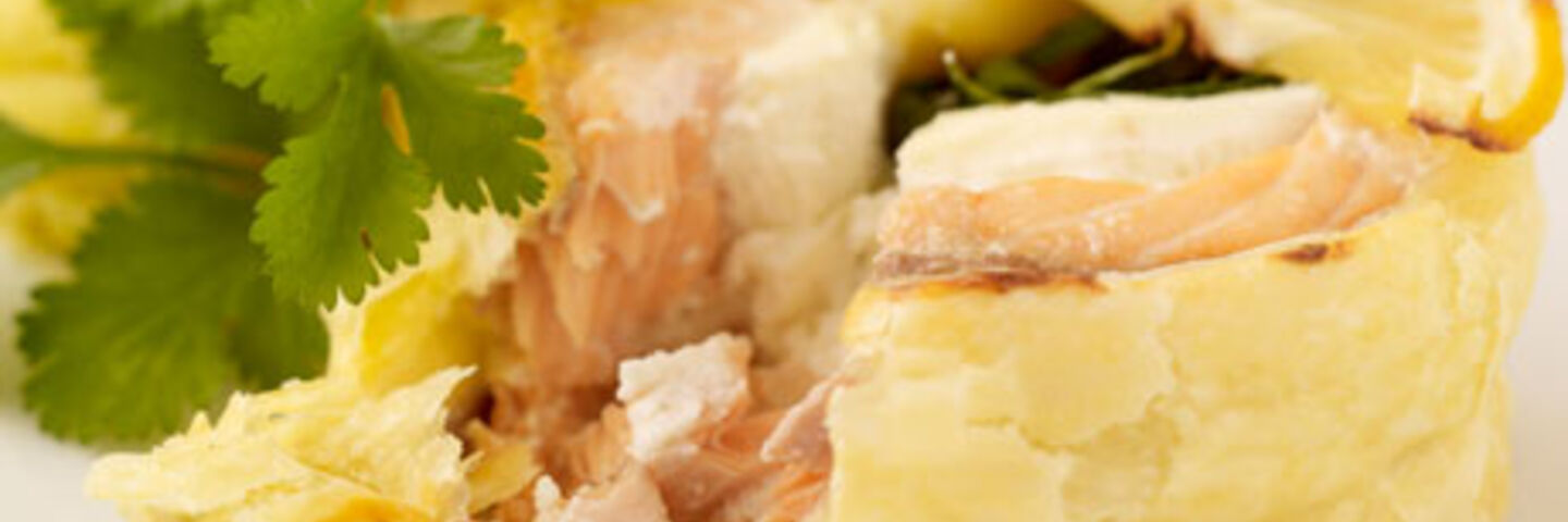 Baked Roulade of Salmon, Spinach and Cream Cheese