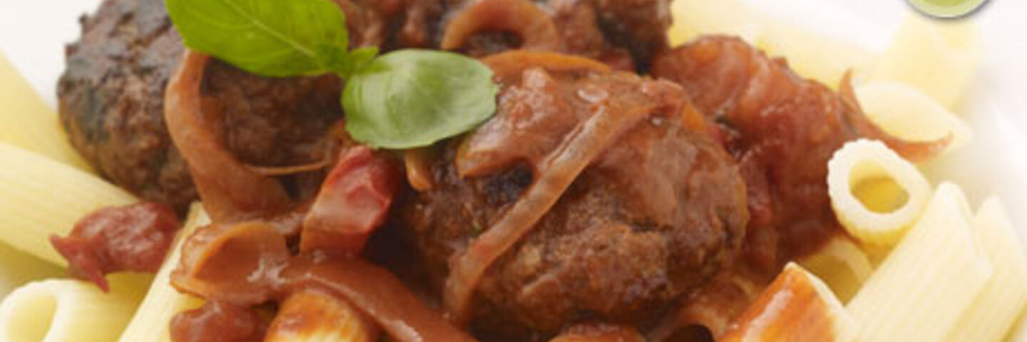 Beef Meatballs & Gluten Free Penne Pasta