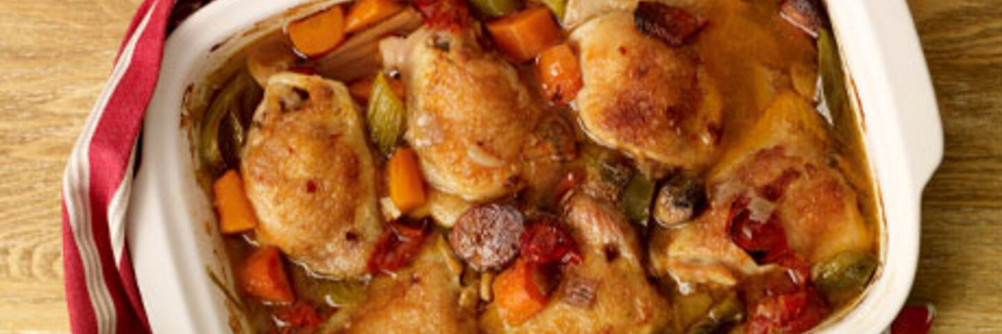 Slow Roasted Chicken & Chorizo Casserole