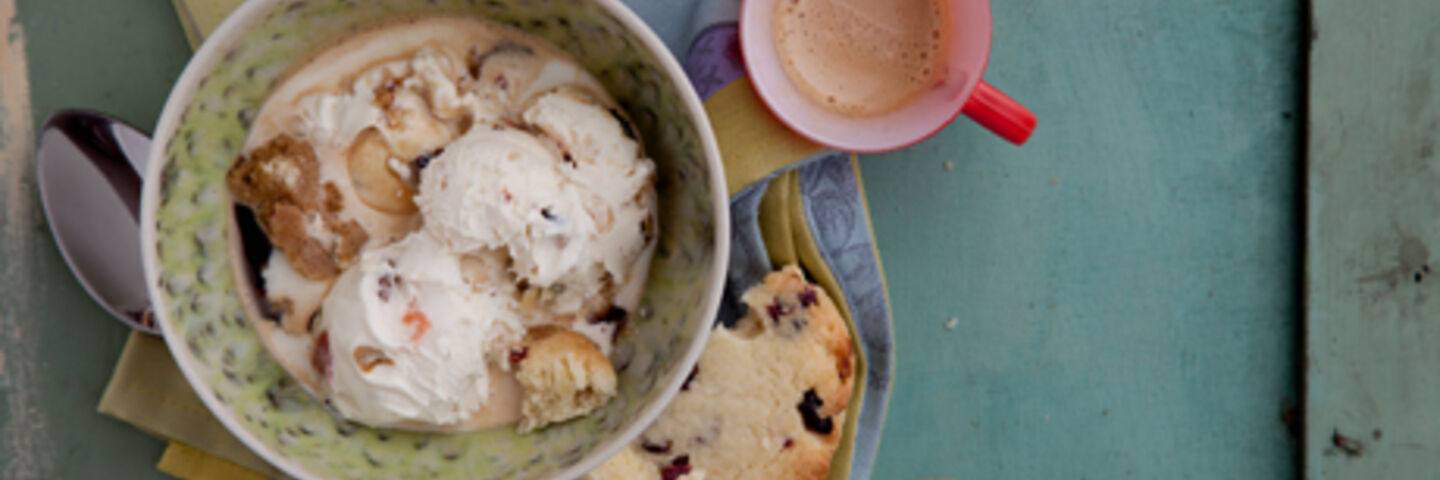 Chocolate Biscoti with Ice Cream