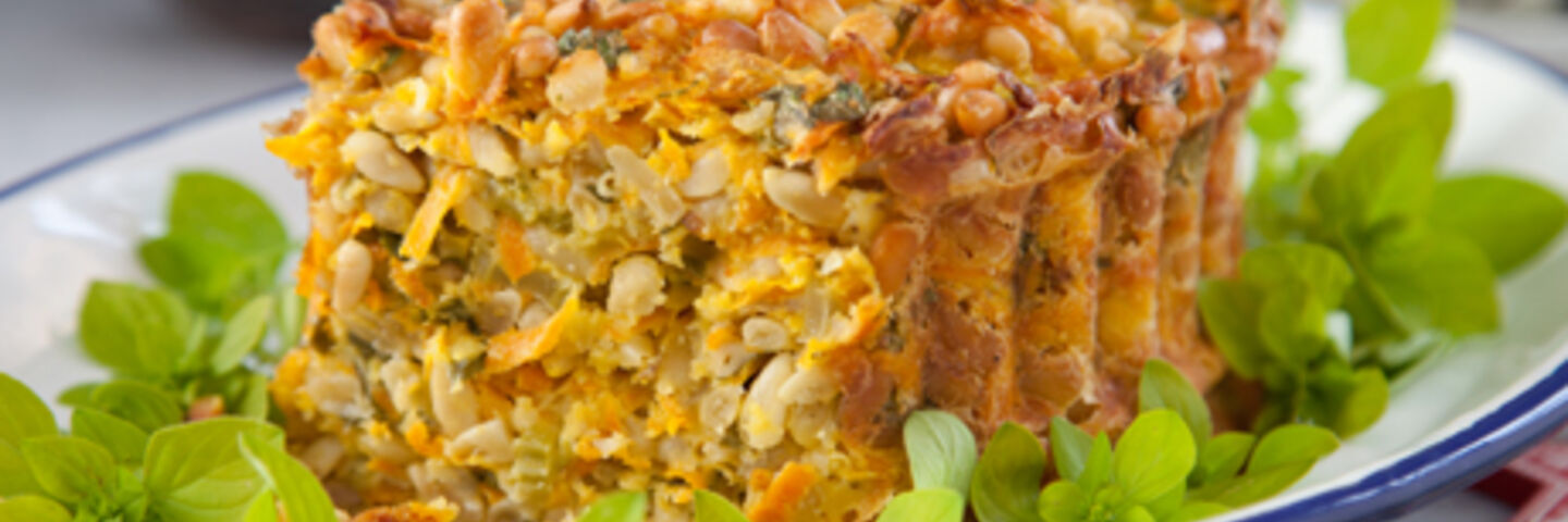 Pine Nut and Carrot Roast with Mushroom Sauce