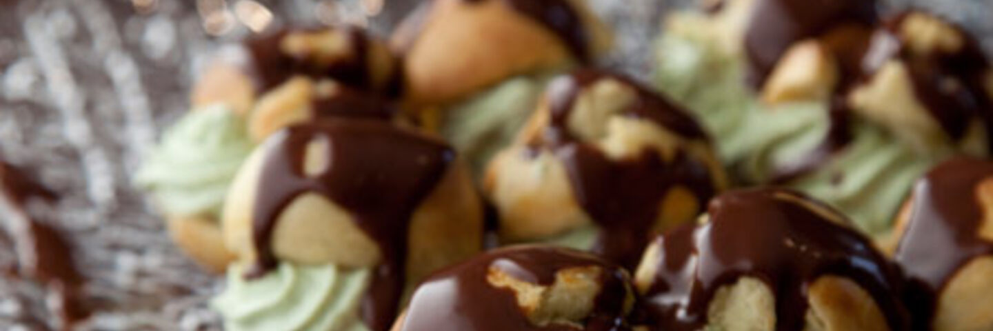 Pistachio Cream Profiteroles