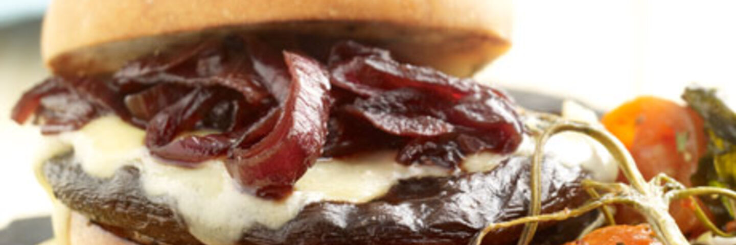 Grilled Portobello Mushroom & Cheese Burger