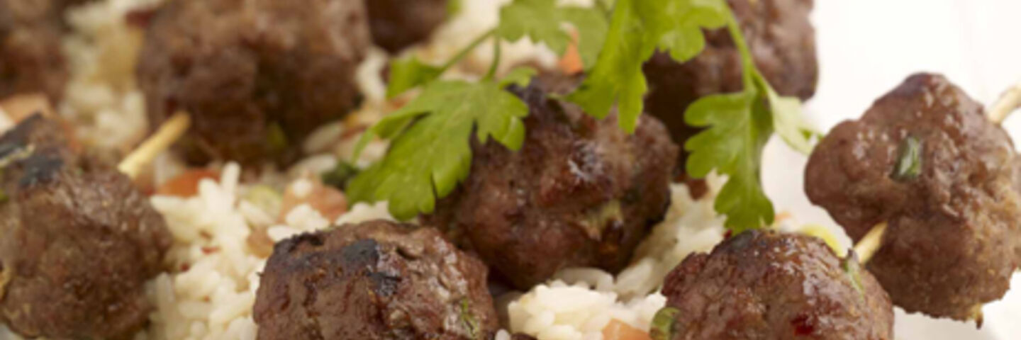 Mini Beef Kebabs with Warm Rice Salad