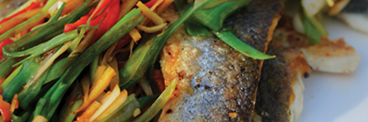 Sea Bass Fillets with Zingy Ginger, Chilli and Spring Onion