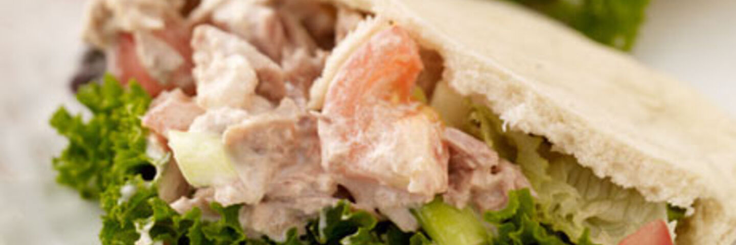 Tuna Pitta Bread with Tomato and Spring Onion
