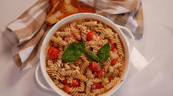 Roasted tomatoes and feta pasta recipe