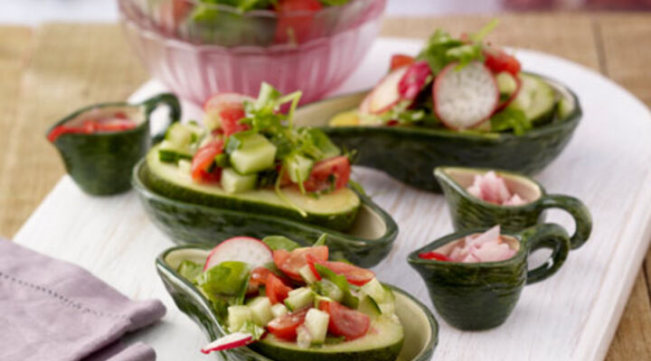 Avocado, Red Onion & Vine Cherry Tomato Salad with Lime & Coriander Salsa