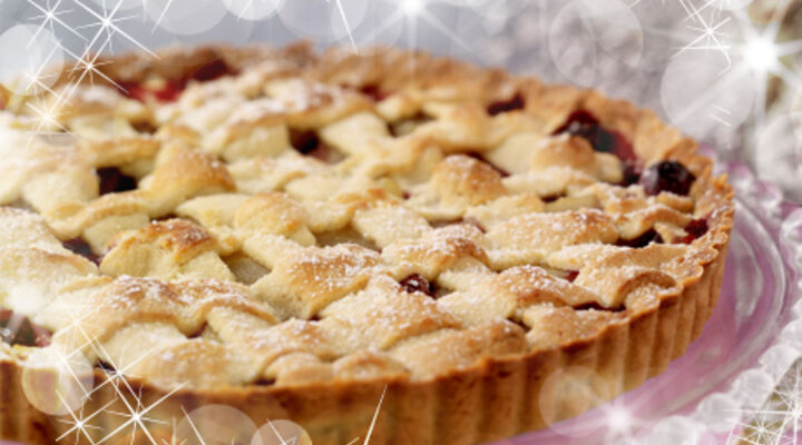 Cranberry & Pear Linzer Tart