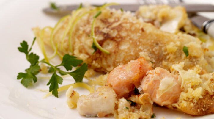 Creamy Seafood Crêpes with a Herb and Lemon Crust