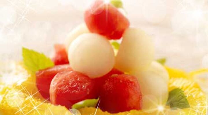 Melon with Yogurt, Honey and Orange Dressing