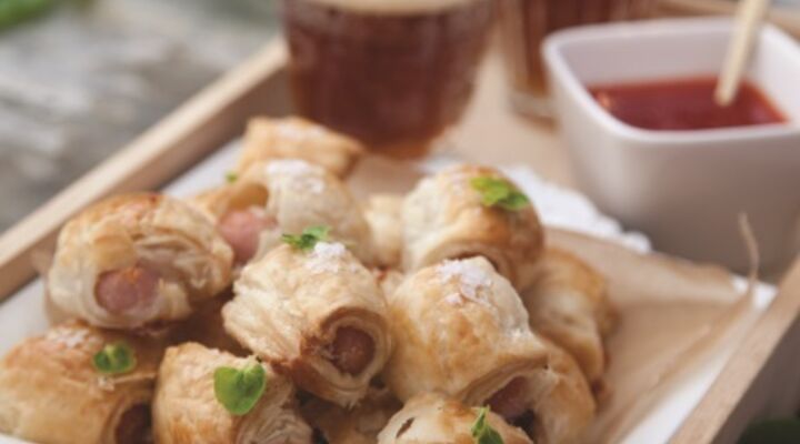 Sausage rolls with whole grain mustard mayo