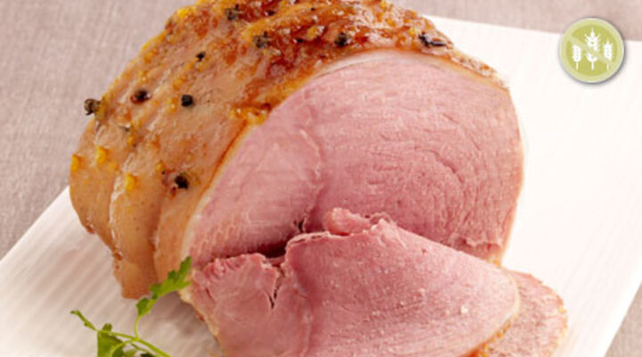 Sugar Baked Ham with Baby Potatoes and Broccoli