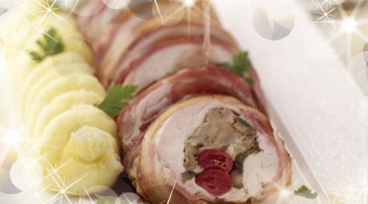 Turkey Escalope with Cranberry & Chestnut Stuffing with Smokey Bacon Wrap