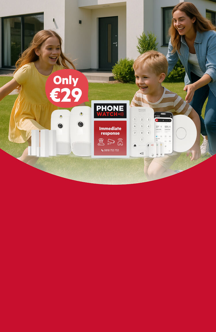 Phonewatch August Offer For just €29, you’ll receive a 6-sensor alarm pack with full installation. 