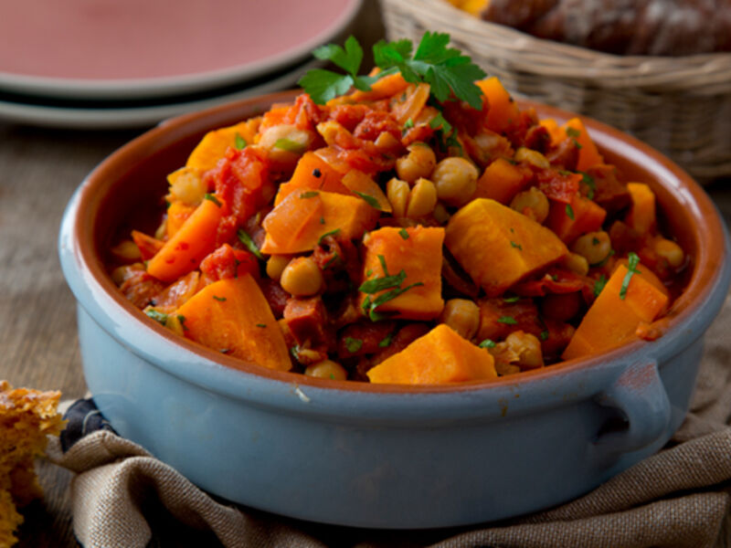 Sweet potato chickpea chorizo stew recipe