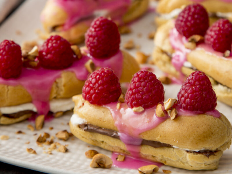 Raspberry hazelnut eclairs recipe