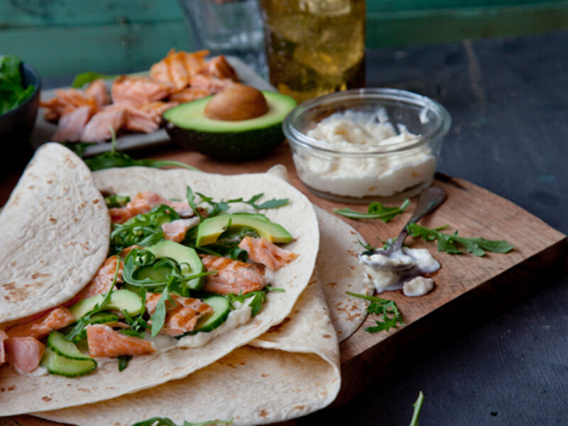 Salmon pickled cucumber wrap recipe