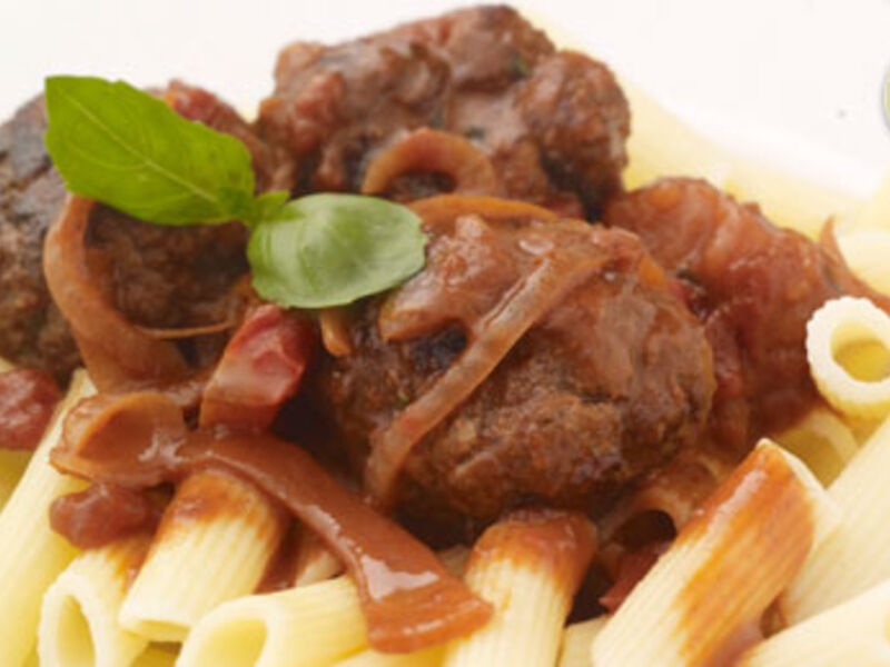 Beef Meatballs & Gluten Free Penne Pasta