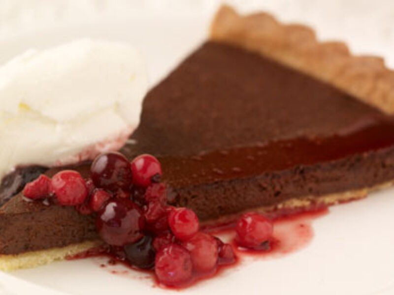 Chocolate Tartlet with Boozy Berries