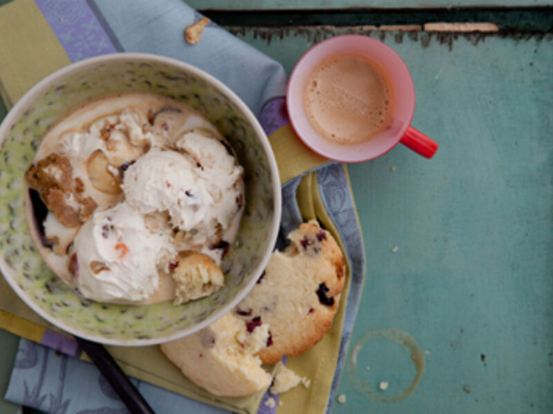 Chocolate Biscoti with Ice Cream