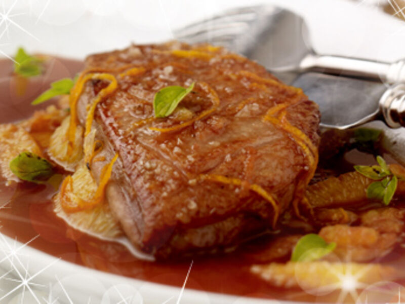 Duck Breast with Red Wine, Honey & Mandarin Sauce