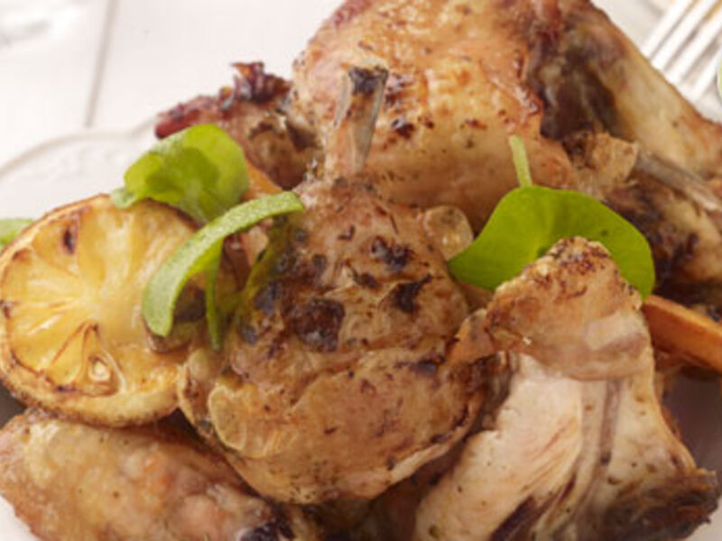 Garlic, Lemon and Herb Roasted Chicken Pieces with Vichy Carrots