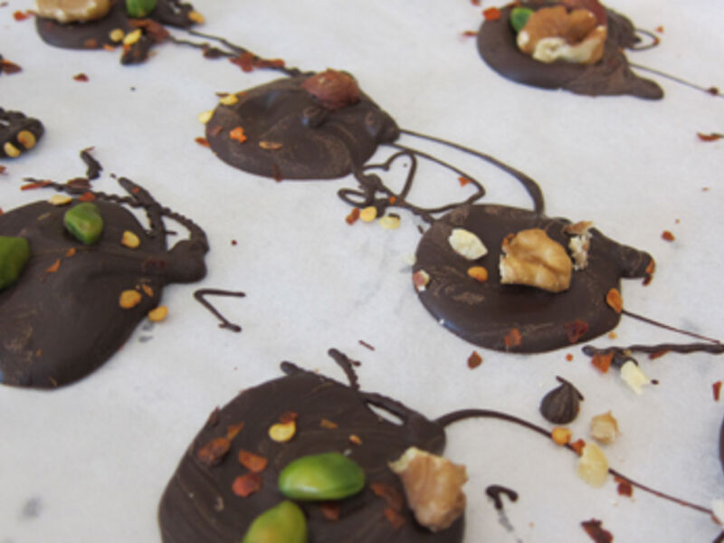 Mendiant of Nut and Chilli Chocolate Discs