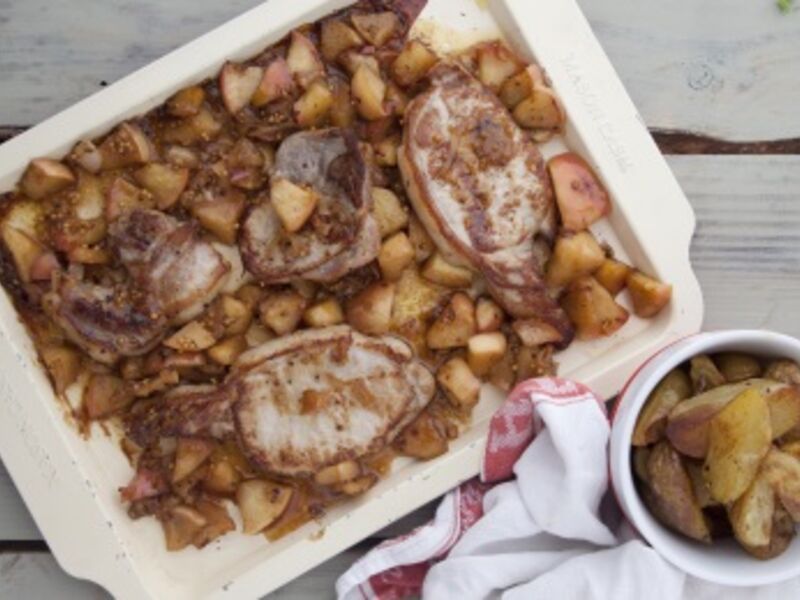Pork Chops with Apple & Mustard Gravy
