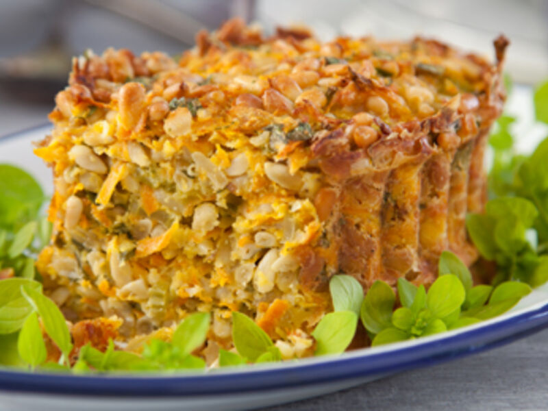 Pine Nut and Carrot Roast with Mushroom Sauce
