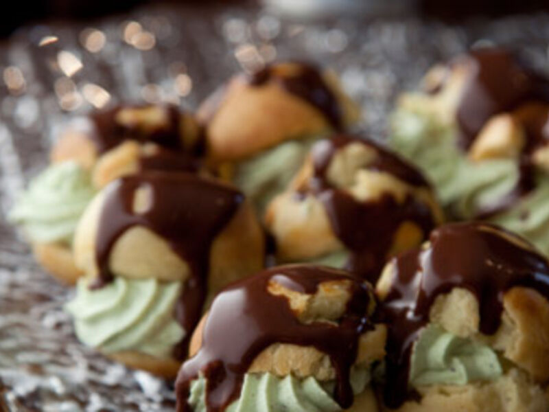 Pistachio Cream Profiteroles