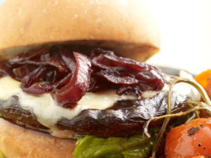 Grilled Portobello Mushroom & Cheese Burger