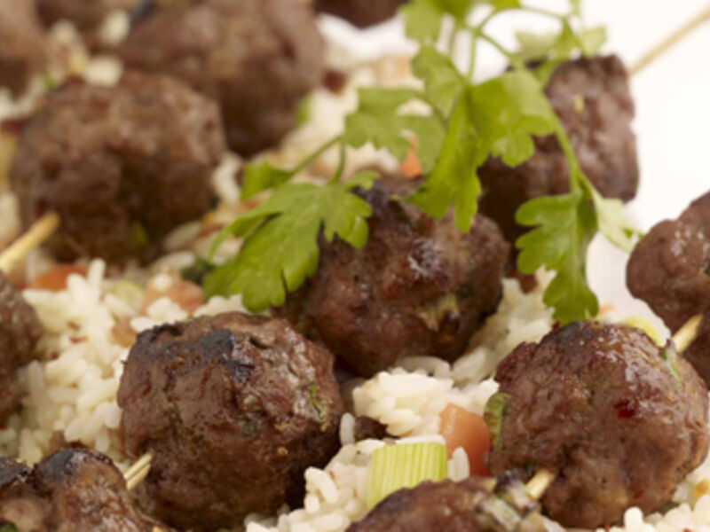 Mini Beef Kebabs with Warm Rice Salad