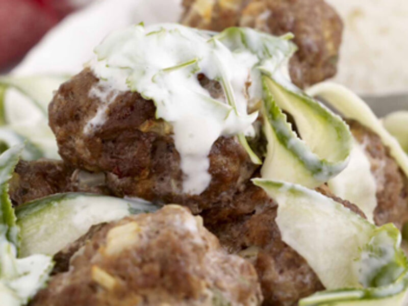 Mini Meatballs with Yogurt and Cucumber Relish