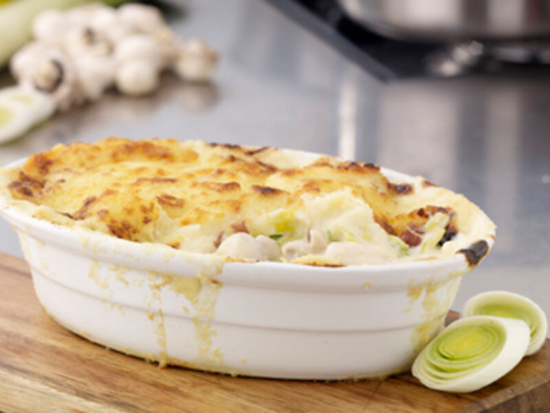 Turkey, Leek & Wholegrain Mustard Bake With Potato Topping