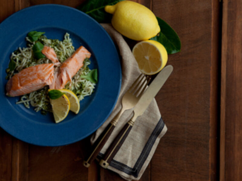 Pan Seared Fillet of Salmon with Cress Pesto