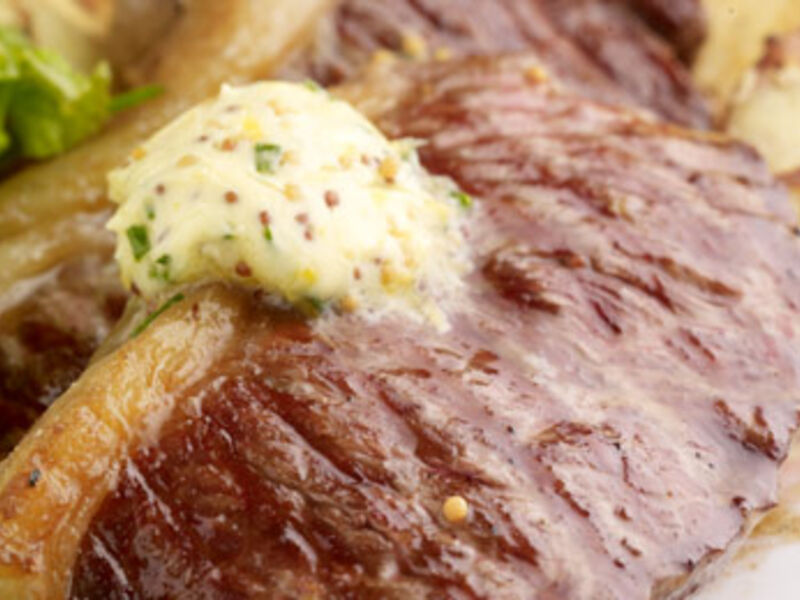 Sirloin Steak with Mustard Butter & Barbecue Potatoes