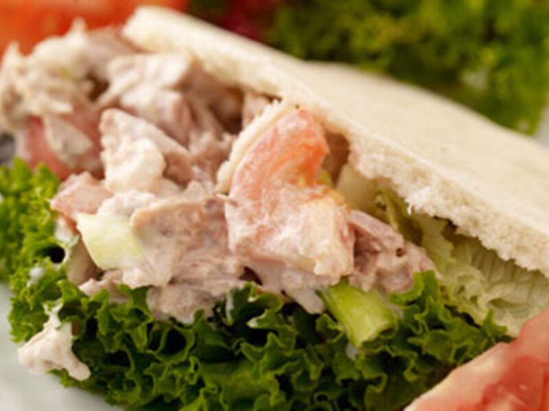 Tuna Pitta Bread with Tomato and Spring Onion